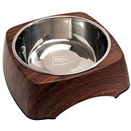 Karlie-Flamingo Stainless-steel Bowl in Wooden Stand 1400ml, Rosewood - Dog Bowl