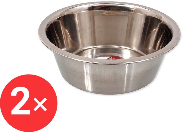 DOG FANTASY Stainless steel bowl 21 cm 1,57 l 2 pcs - Dog Bowl