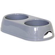 MAGIC CAT Double plastic bowl 2 × 230 ml gray - Cat Bowl