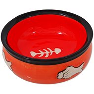 MAGIC CAT Ceramic Bowl with Fish, Orange 12.5 x 5cm - Cat Bowl
