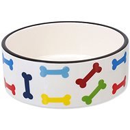 DOG FANTASY Ceramic Bowl with Coloured Bone Print, White, 15.5 × 6cm,  0.79l - Dog Bowl