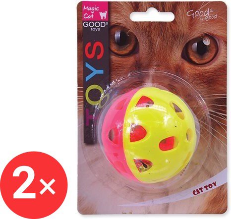 MAGIC CAT toy ball neon jumbo with bell 6 cm 2 pcs - Cat Toy Ball