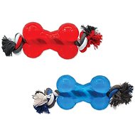 DOG FANTASY Toy Strong Rubber Bone with Rope 13.9cm - Dog Toy