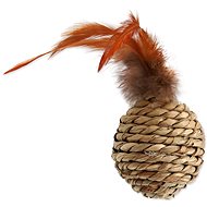 MAGIC CAT toy ball seagrass with feathers 9 cm - Cat Toy Ball