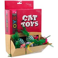 MAGIC CAT Toy Ball with Stripes and Feathers, Cotton 4,5cm 30 pcs - Cat Toy Ball