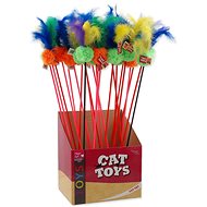 MAGIC CAT toy pacifier ball plush with feathers 18 cm + 46 cm 24 pcs - Cat Toy