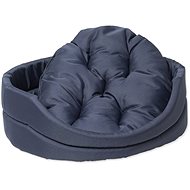 DOG FANTASY oval bed with cushion 83 × 73 × 20 cm dark blue - Pet Bed