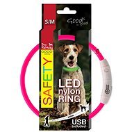 DOG FANTASY obojok LED nylon ružový 45 cm - Obojok pre psa