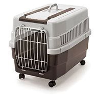 IMAC Plastic Crate on Wheels for Dog and Cat - Brown - L 60 x W 40 x H 45cm - Dog Carriers