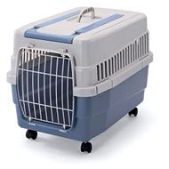 IMAC Plastic Crate on Wheels for Dog and Cat - Blue - L 60 x W 40 x H 45cm - Dog Carriers
