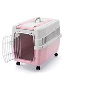 IMAC Plastic Crate on Wheels for Dog and Cat - Pink - L 60 x W 40 x H 45cm - Dog Carriers