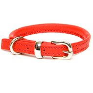 Dogs & Horses Rolled Leather Collar, Red M - Dog Collar