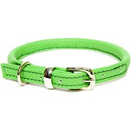 Dogs & Horses Rolled Leather Collar, Green M - Dog Collar