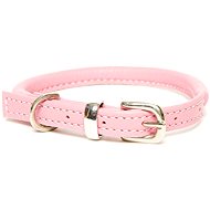 Dogs & Horses Rolled Leather Collar, Pink XS - Dog Collar