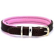 Dogs & Horses Padded Leather Collar, Pink ML - Dog Collar