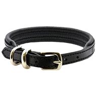 Dogs & Horses Padded Leather Collar, Black/Black L - Dog Collar