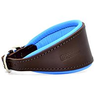 Dogs & Horses Greyhound  Padded Leather Collar, Blue S - Dog Collar