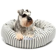 MUTTS & HOUNDS Grey Striped Pillow Bed, Round, size L 70cm - Pet Bed