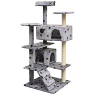 Shumee Cat Scratcher with Sisal Posts Grey with Paws 67 × 67 × 125cm - Cat Scratcher