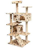 Shumee Cat Scratcher with Sisal Posts Beige with Paws 67 × 67 × 125cm - Cat Scratcher