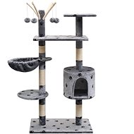 Shumee Cat Scratcher with Sisal Posts Grey with Paws 96 × 35 × 125cm - Cat Scratcher