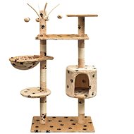 Shumee Cat Scratcher with Sisal Posts Beige with Paws 96 × 35 × 125cm - Cat Scratcher