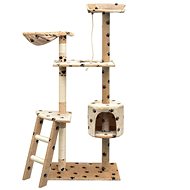 Shumee Cat Scratcher with Sisal Posts Beige with Paws 97 × 40 × 150cm - Cat Scratcher