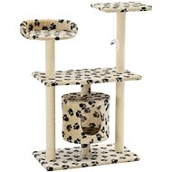 Shumee Cat Scratcher with Sisal Posts Beige with Paws 70 × 45 × 95cm - Cat Scratcher
