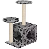 Shumee Cat Scratcher with Sisal Posts Grey with Paws 40 × 30 × 60cm - Cat Scratcher