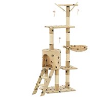 Shumee Cat Scratcher with Sisal Posts Beige with Paws 49 × 35 × 138cm - Cat Scratcher