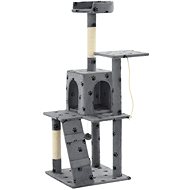Shumee Cat Scratcher with Sisal Posts Grey with Paws 50 × 50 × 120cm - Cat Scratcher