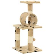 Shumee Cat Scratcher with Sisal Posts beige with paws 30 × 30 × 65cm - Cat Scratcher