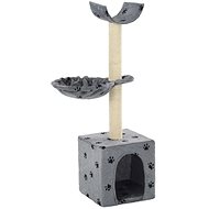 Shumee Cat Scratcher with Sisal Posts Grey with Paws 30 × 30 × 105cm - Cat Scratcher