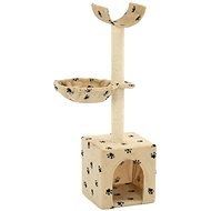 Shumee Cat Scratcher with Sisal Posts Beige with Paws 30 × 30 × 105cm - Cat Scratcher