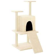 Shumee Cat scratching post 110 cm, cream, wood and plush - Cat Scratcher