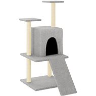 Shumee Cat scratching post 110 cm, light grey, wood and plush - Cat Scratcher