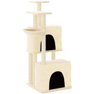 Shumee Cat scratching post 122 cm, wood and plush, cream - Cat Scratcher