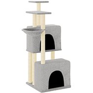Shumee Cat scratching post 122 cm, wood and plush, light grey - Cat Scratcher