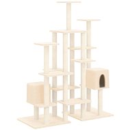 Shumee Cat scratching post 145 cm, wood and plush, cream - Cat Scratcher