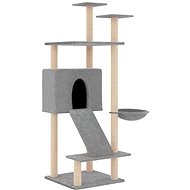 Shumee Cat scratching post 153 cm, wood and plush, light grey - Cat Scratcher
