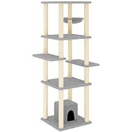 Shumee Cat scratching post 154 cm, wood, sisal and plush, light grey - Cat Scratcher
