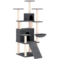 Shumee Cat scratching post 154 cm, wood and plush, dark grey - Cat Scratcher