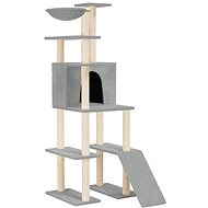 Shumee Cat scratching post 166 cm, wood and plush, light grey - Cat Scratcher