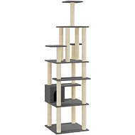 Shumee Cat scratching post 183 cm, wood and plush, dark grey - Cat Scratcher