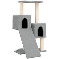 Shumee Cat scratching post 82 cm, wood and plush, light grey - Cat Scratcher