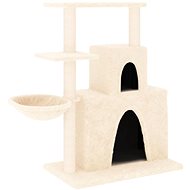 Shumee Cat scratching post 83 cm, wood and plush, cream - Cat Scratcher
