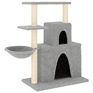 Shumee Cat scratching post 83 cm, wood and plush, light grey - Cat Scratcher