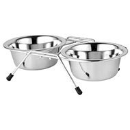 Akina 2 Stainless-steel Bowls in Stand, 225ml - Dog Bowl