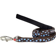 Red Dingo Leash Blue Spots on Brown - Leash