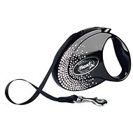 Flexi Glam SWAROVSKI® Splash Crystal páska černá M 5m do 25kg - Vodítko
